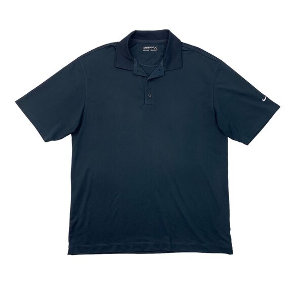 Nike Polo Shirt Mens L Navy Blue Golf Fit Dry Short Sleeve Performance Athletic - Picture 1 of 12